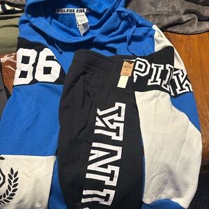PINK Victoria's Secret Blue and Black Hoodie